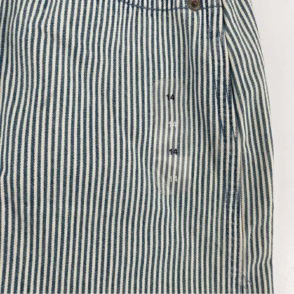 GAP Denim Girl’s High Rise Blue White Railroad Stripe Frayed Hem Denim Skirt 14